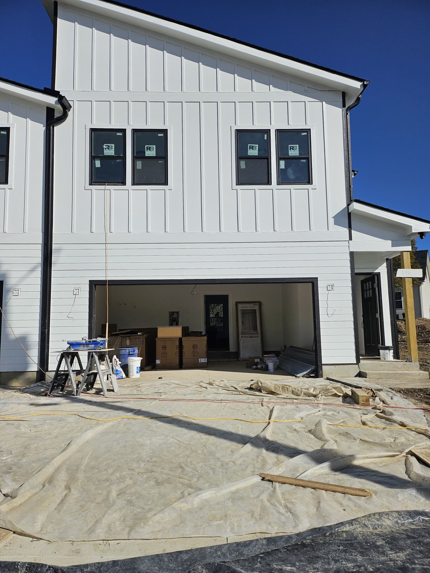 Open garage bay before door installation at Day Ave new construction in Burlington NC